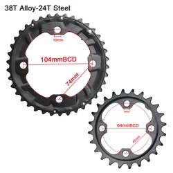 10 Speed 10S sprockets 24T 38T M610 M615 64/104BCD MTB Bike Chainring Bicycle Crankset Double Chainwheel Bike Crank Bike Parts