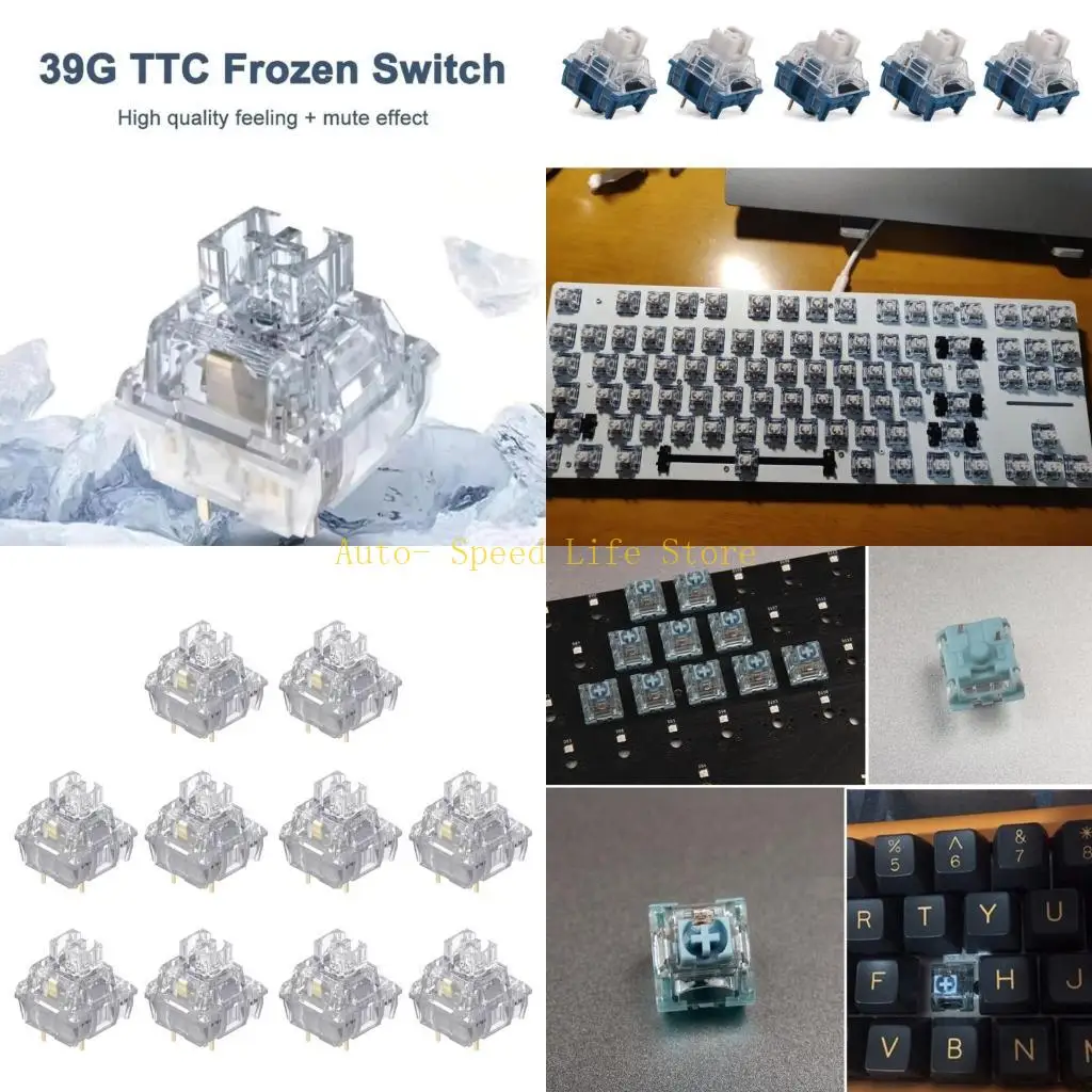 

02DA TTCS Silence Голубоватые белые выключатели V2V3 3PIN Тактильная молчание для механических клавиатур MUTE 2 Золотые оси