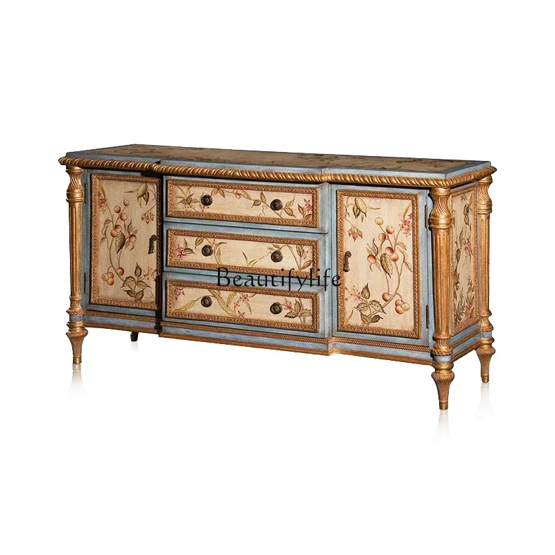 

ls 42European-style painted entrance cabinet, villa high-end partition cabinet, retro American pure hand-painted
