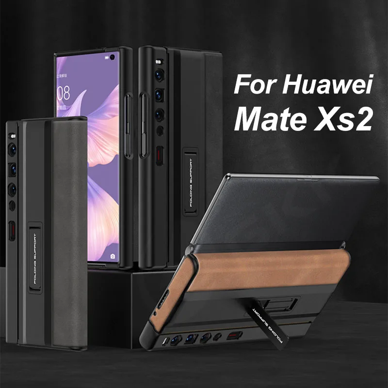 

Plain Leather Folding Hard Frame Case For Huawei Mate XS 2 Shockproof Protective Stand Holder Cover For Huawei Mate XS2 Case