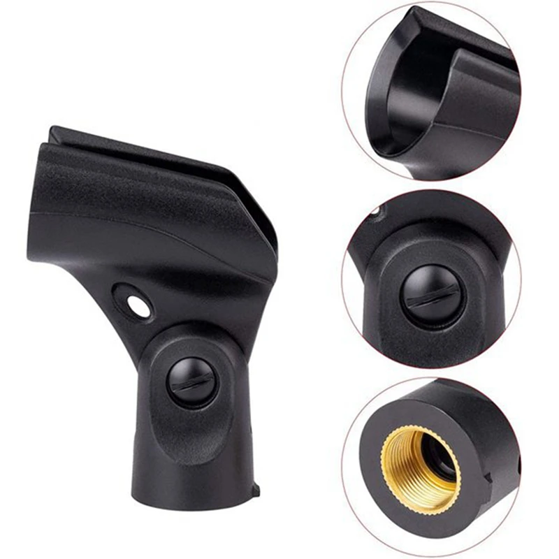 A46T 4 Pieces Universal Microphone Clip Holder with 5/8 Inch Male to 3/8 Inch Female Nut Adapters