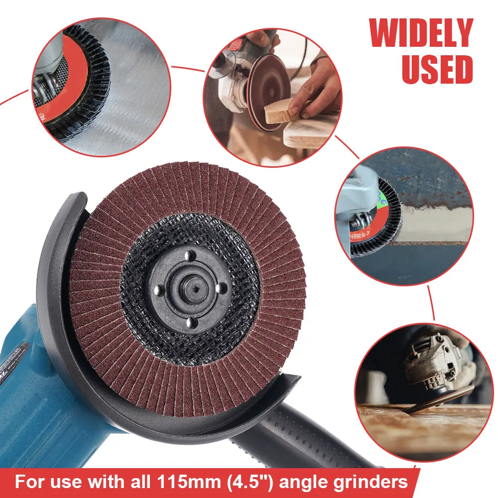 4.5인치 플랩 디스크 40-120 그릿 연마 디스크 4 1/2 다양한 샌딩 연마 휠 알루미늄 산화물 연마 휠
