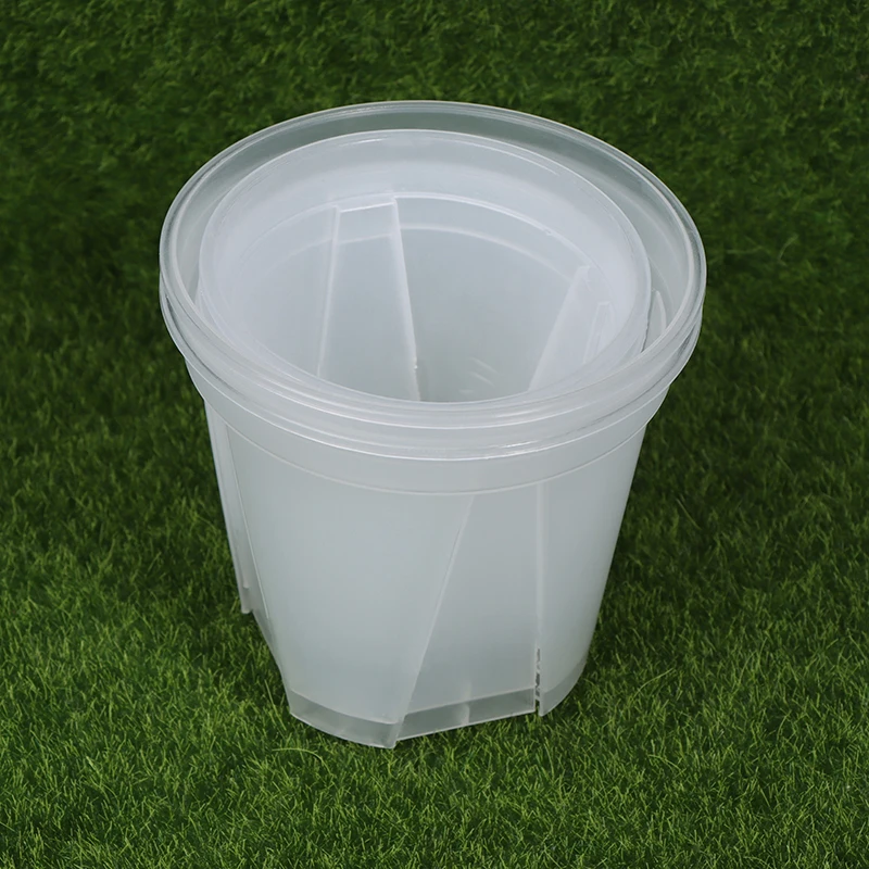 Vaso de flores transparente PP com furos, plantador claro com bandeja, mesa de escritório em casa, vaso de orquídeas, 10cm, 12cm, 14cm, 1pc