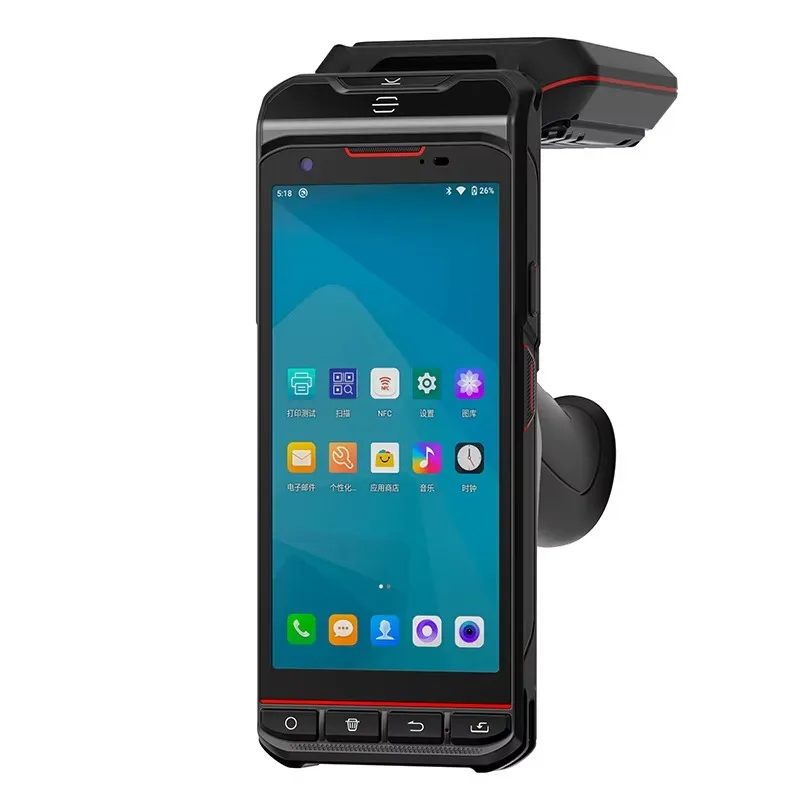 Android Long Range UHF RFID Portable Sticker Tag Handheld Mobile Reader NFC PDA Terminal with Barcode Scanner for Inventory