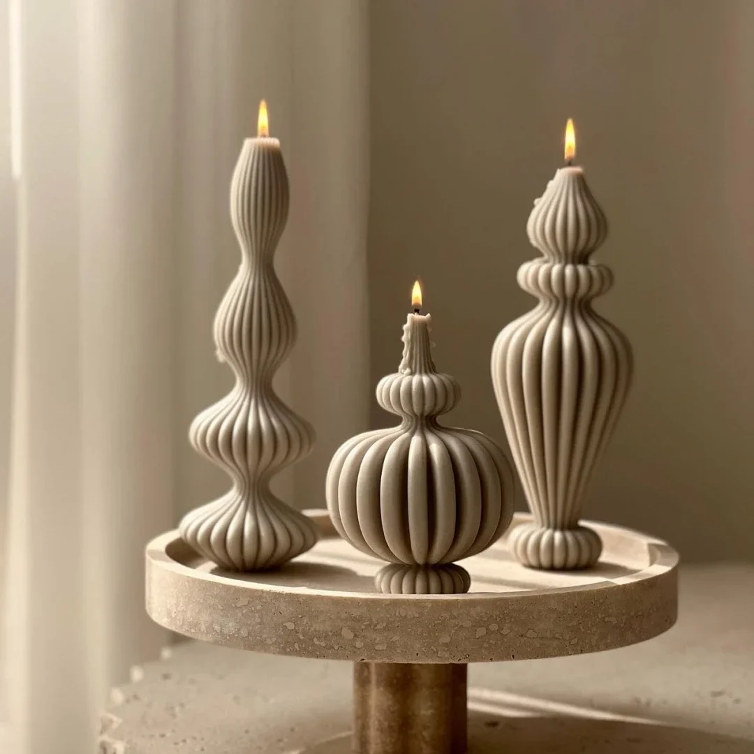 8-36cm Large Vase shaped candle silicone mold Striped Roman column candle silicone mold table lamp shaped resin mold Gypsum