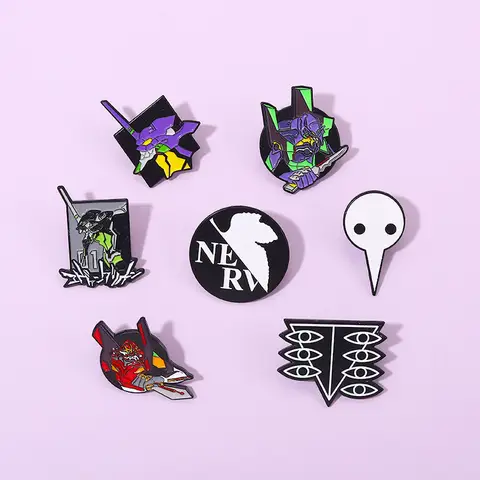 Neon genesis evangelion eva 01 02 alfinetes esmaltados coletar nervo a mecha batalha logotipo broche de desenho animado mochila colarinho lapela emblemas