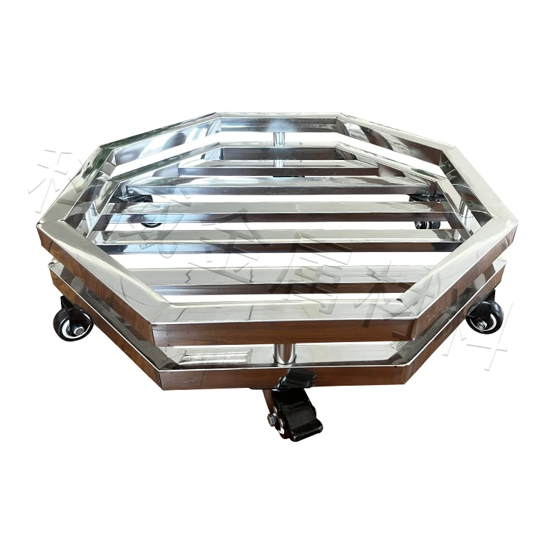 Stainless steel guardrail octagonal mobile tray universal wheel mobile rack custom load-bearing bracket potted base