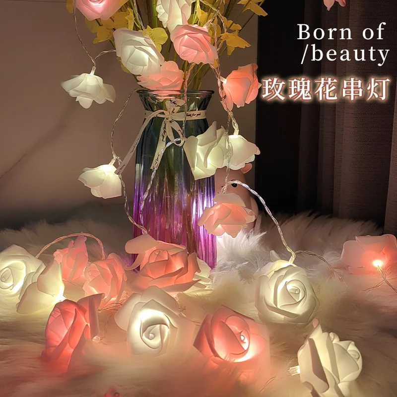 New rose light string LED holiday decoration romantic proposal camping picnic ambient lighting tool camping equipment beautiful