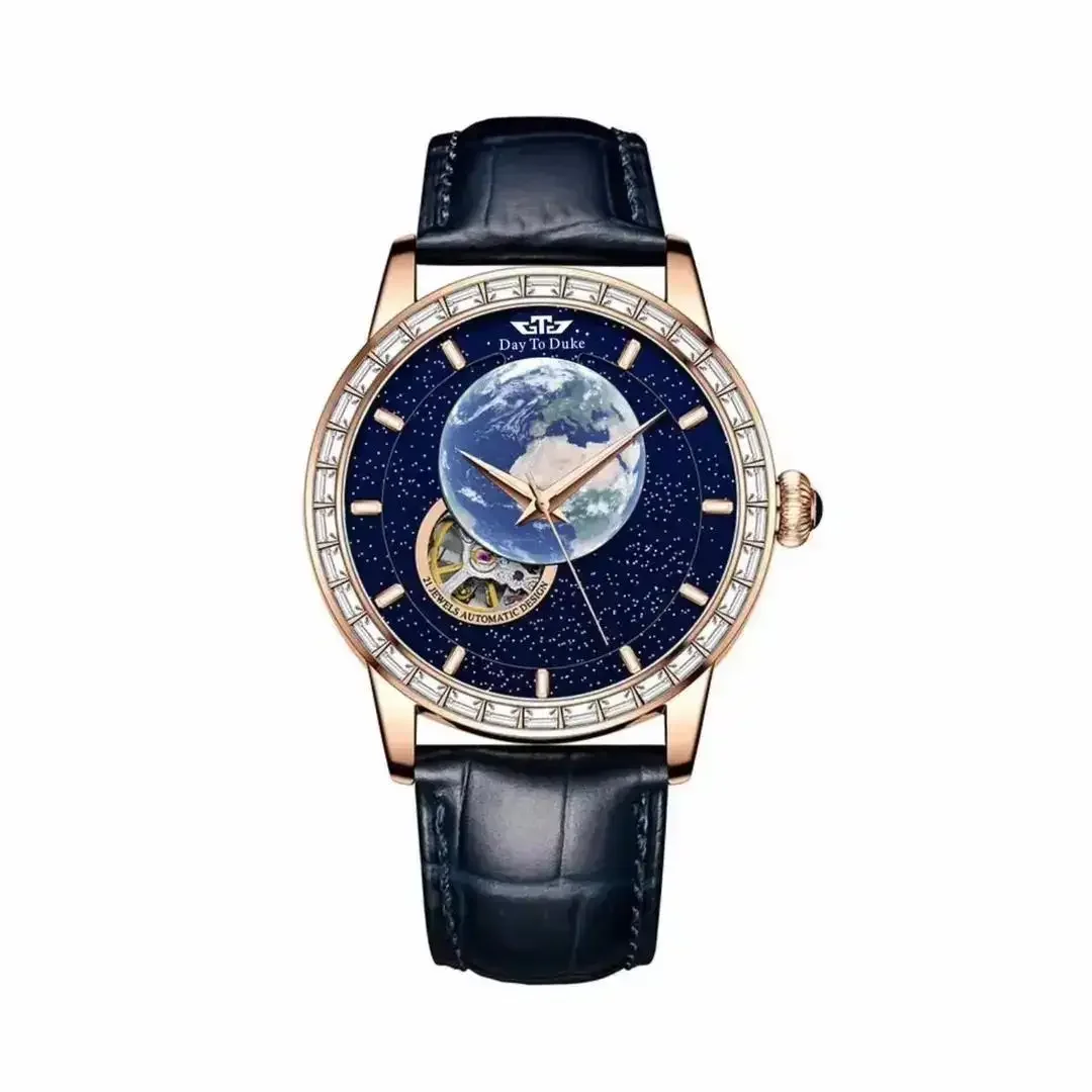 Counter Genuine DAY TO DUKE Automatic Mechanical Watch Luminous Waterproof Romantic Planet Mechanical Watches