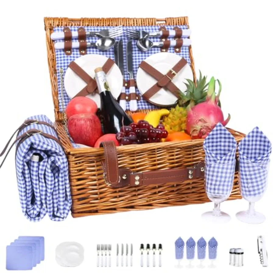 

Плетеная корзина из ивы с термоотделением и водонепроницаемым пледом, большая, для кемпинга, пляжа, романтических свиданий, Дня святого Валентина