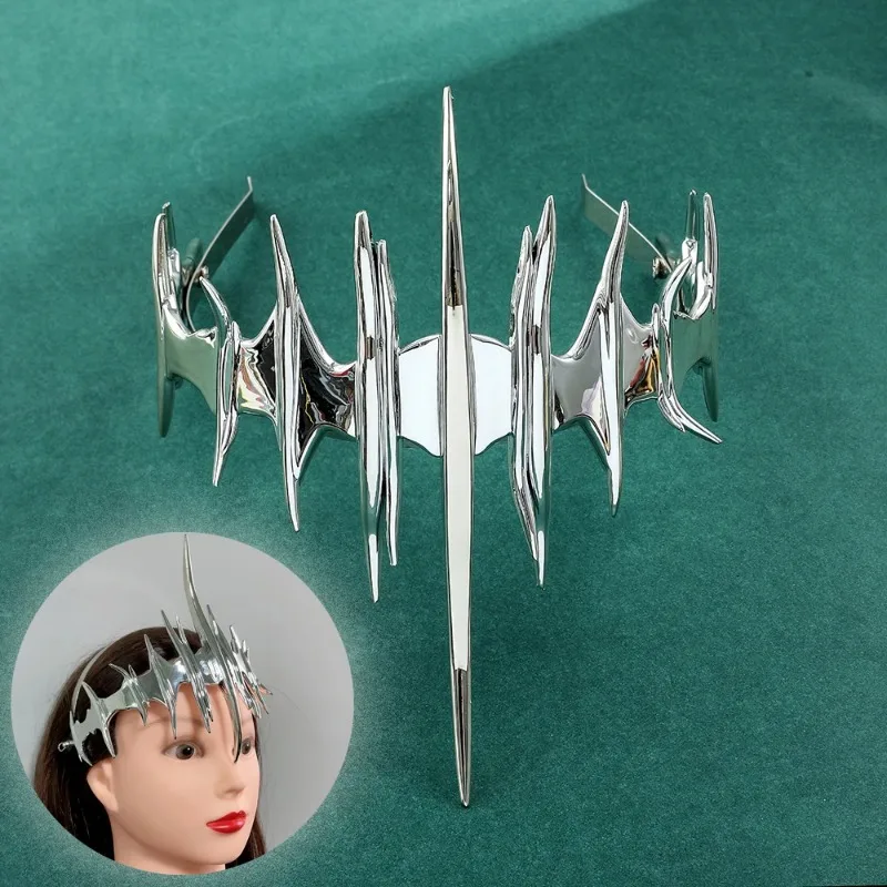 

Luxury Irregular Cyberpunk Mask Exaggerate Silver Color Facial Jewelry Charm Punk Rock Head Accessories For Women Men Party Gift