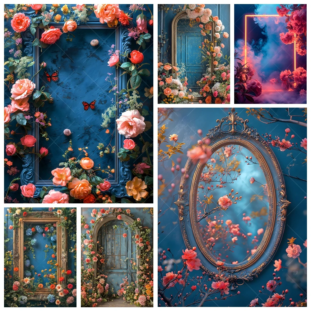 

Floral Rose Retro Window Frame Texture Adult Kids Birthday Party Vertical Backdrop Custom Baby Room Decor Photo Props Background