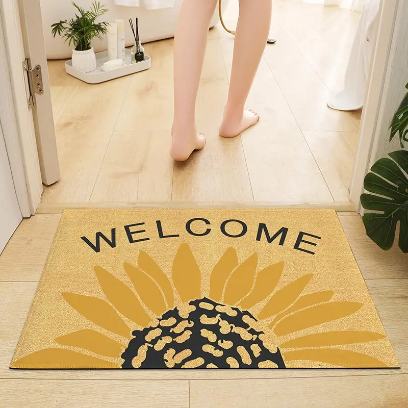 

Flower welcome door mat, easy to clean welcome carpet, plush absorbent floor mat, front door courtyard anti slip rubber entrance