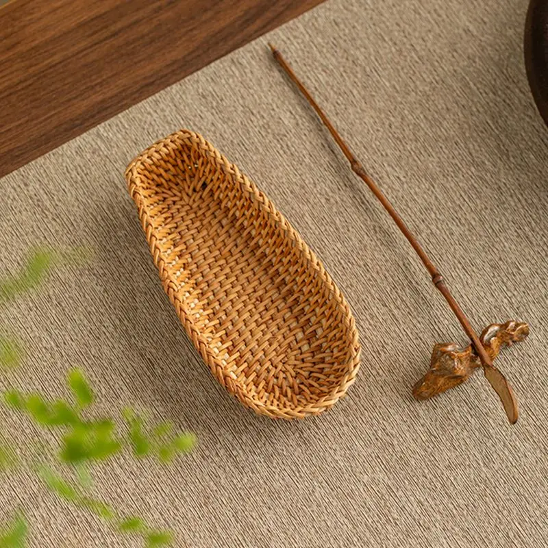 Rattan tea set accessories Woven tea table supplies Solid wood handicraft ornaments