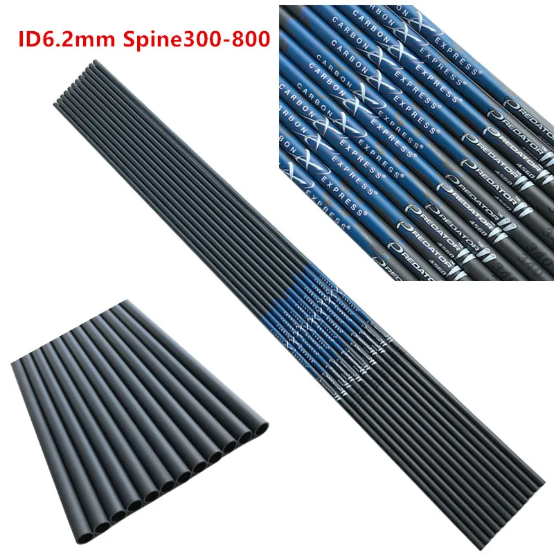 

12 шт. 30 дюймов ID6,2 мм Spine300-800 100% чистый карбоновый вал стрел для блочного изогнутого лука, длинного лука для стрельбы из лука