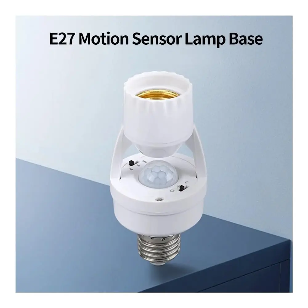 E27 Lamp Head 85-265V Human Body Infrared Sensor Lamp Holder Household Two-Column Lamp White Shell for Aisle Bedroom Living Room