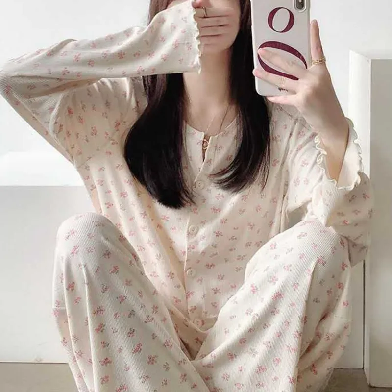Women's 2/PCS pcslong pajamas set cute cartoon set loose comfortable homewear women casual student nightdres women's sleepwear