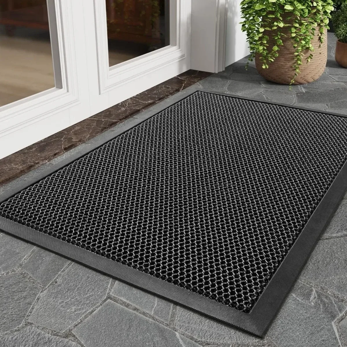 

Non Slip Door Mat Waterproof PVC Rubber Mesh Entry Rug Easy Clean Dirt Trapper Floor Mat Indoor Outdoor Home Use