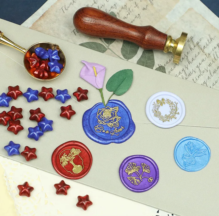 500g Star Seal Wax Particles Retro Seal Wax Mixed Color DIY Wedding Invitation Sealing Craft Handbook Decoration Letters Seals