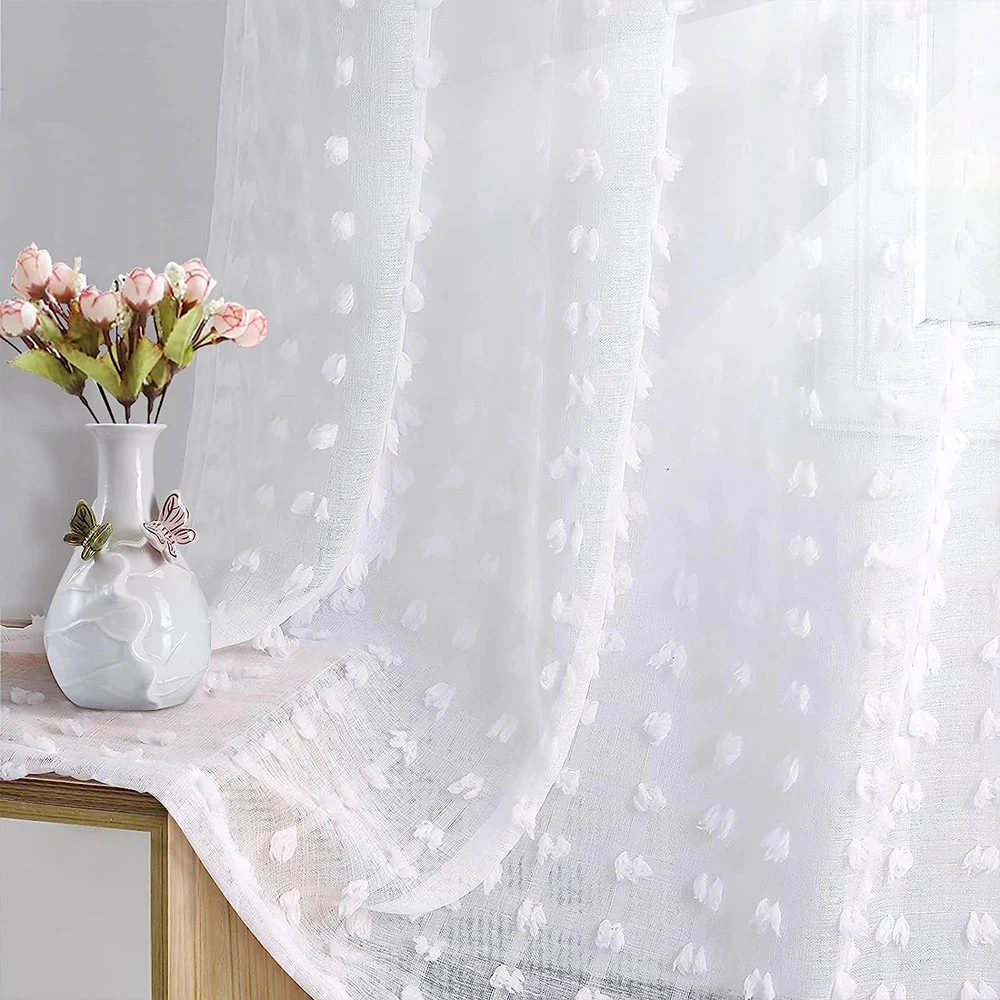 1Pc New modern white lace embroidered curtains Living room sheer tulle bedroom dining room voile curtains