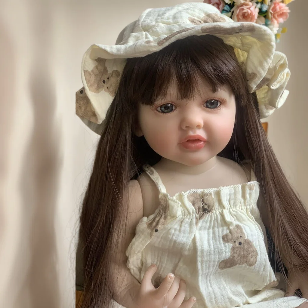 

BZDOLL 55CM 22inch Full Vinyl Body Doll Reborn Babies Lifelike Newborn Princess Bebe Bath Toy Lovely Birthday Gift for Kids