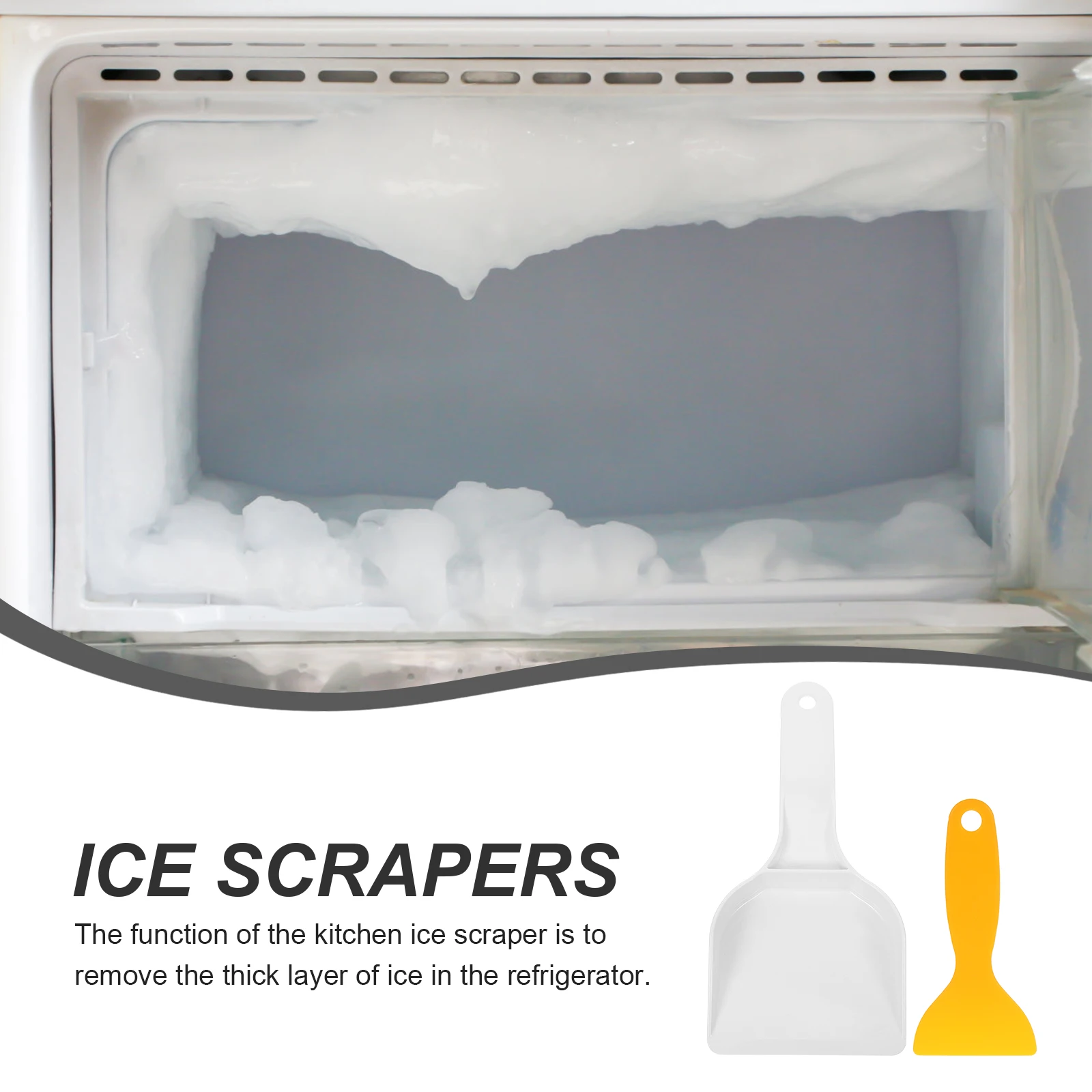 

2Pcs Non Deformable Ice Scrapers Sturdy Plastic Construction For Effective Ice Removal In Kitchen And Other Areas