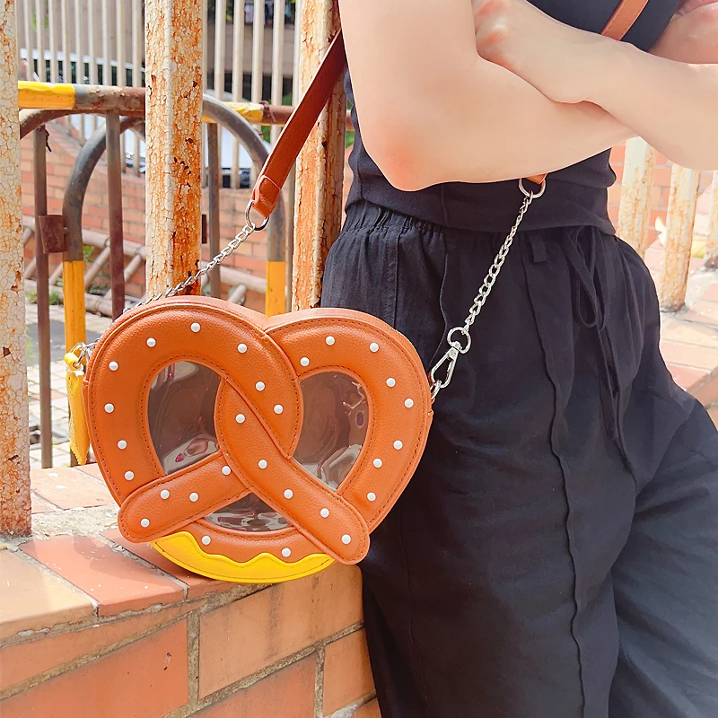 Novelty Buttery Soft Pretzel Design Purses and Handbags for Women Funky Girls Chain Shoulder Bag Crossbody Bag Party Clutch