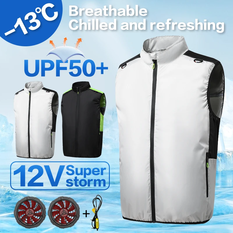 Sommer-Kühlwesten: Klimatisierte Anzüge für Damen und Herren, Aufladbare Kühlwesten, Outdoor-Sonnenschutz – Detail 3