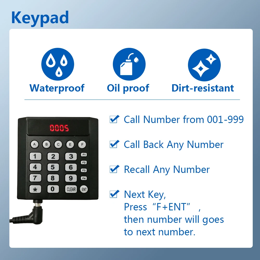 Ycall Number Calling System Wireless Restaurant Pager Queue Management Keyboard Call Screen Thermal Printer