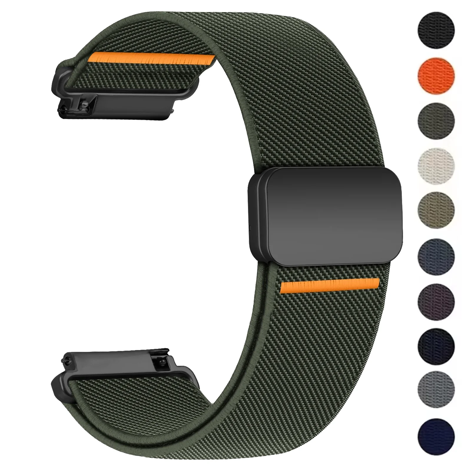 20/22mm Magnetic Nylon Strap for Garmin Venu 4 3 SQ 2 Plus/Active 6 5 Band for Forerunner 70/170/265/570 Bracelet Vivoactive 6 5