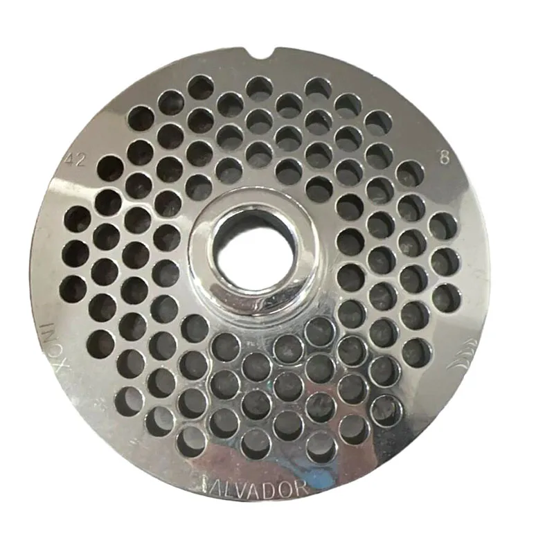 #42 Meat Grinder Parts Stainless Steel 8mm Hole Plate Diameter 129mm Central Hole 20mm