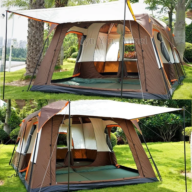 Extra Large Tent 8+ Person Family Cabin Tents 2 Rooms 3 Doors 3 Window Mesh Double Layer Big Tent for Outdoor Picnic Camping