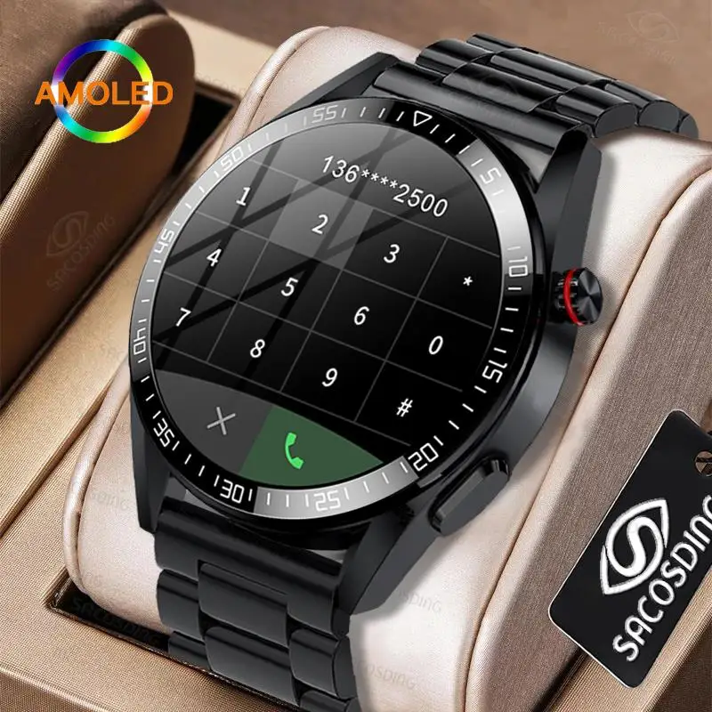 Top! 2022 New 8G Memory Smart Watch AMOLED 454*454 HD Always Display The Time Bluetooth Call Smartwatch For Men Huawei TWS