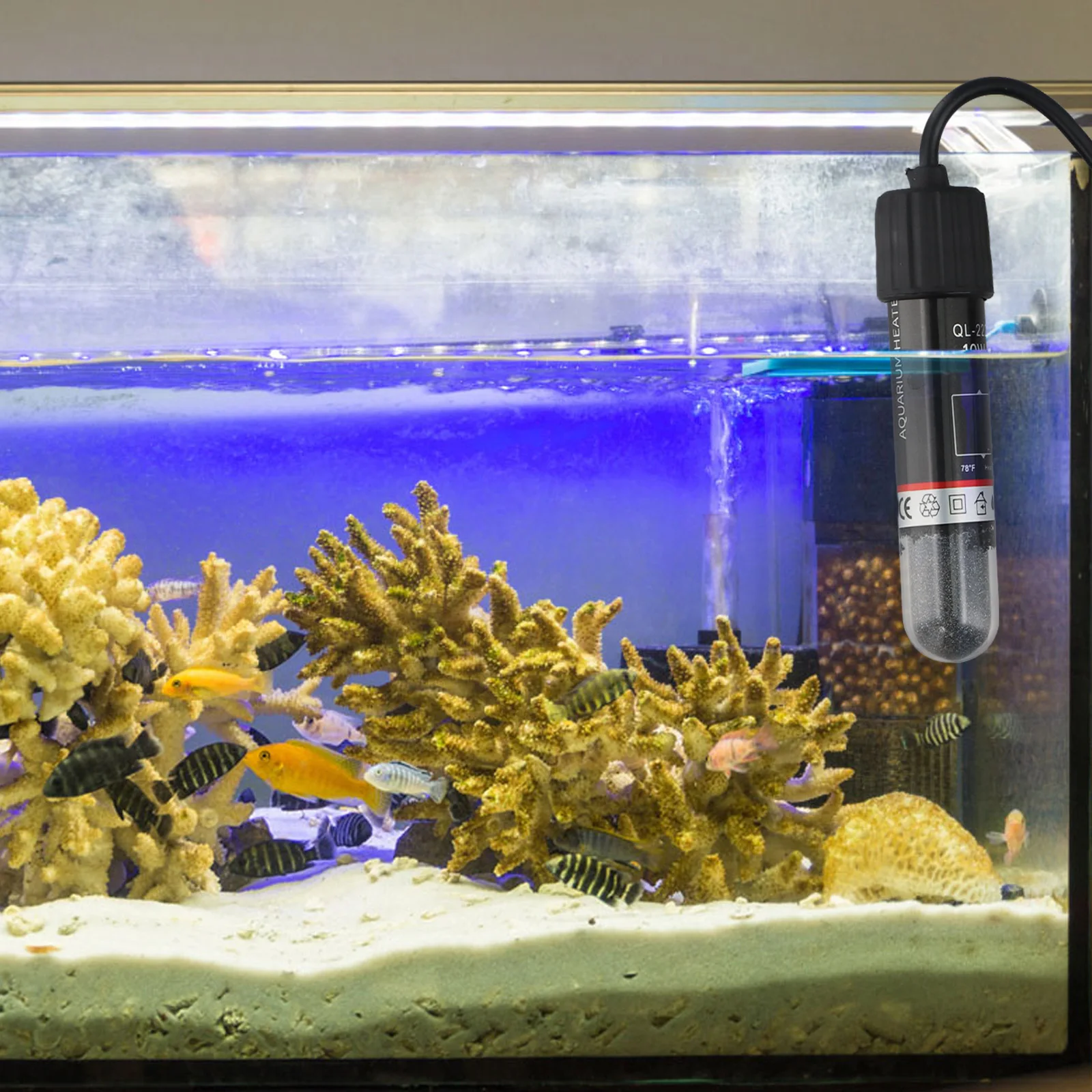 Per acquari da tavolo Riscaldatore per acquario piccolo Riscaldatore per acquario USB 10W Potenza Nero Oro Riempito di sabbia Tensione DC5V