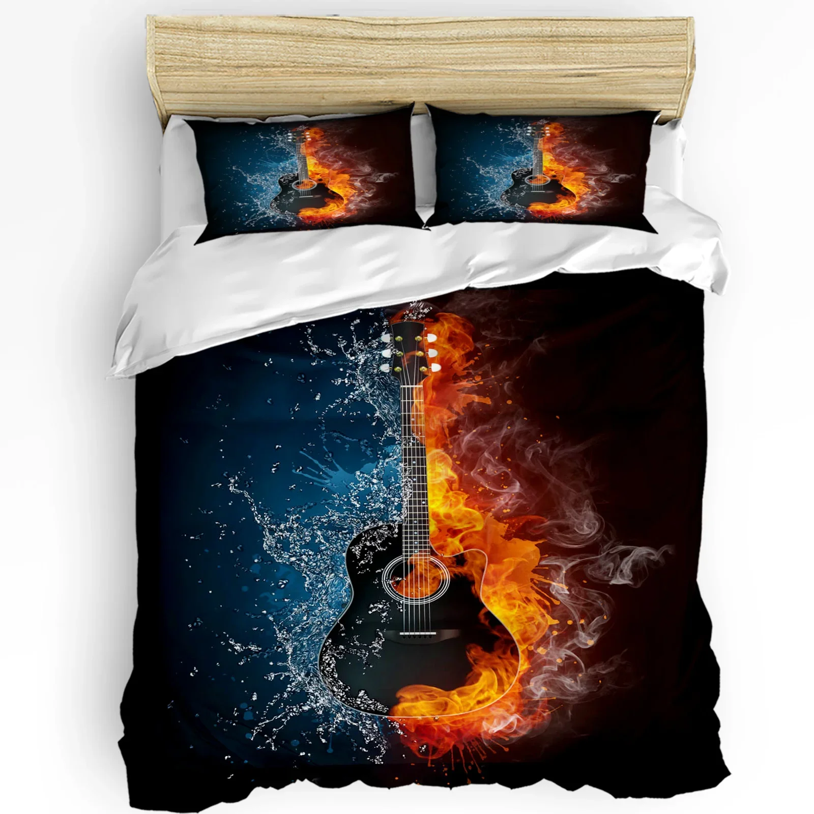 

Artistic Guitar Water Drop Sparks 3pcs Bedding Set For Bedroom Double Bed Home Textile Duvet Cover Quilt Cover Pillowcase