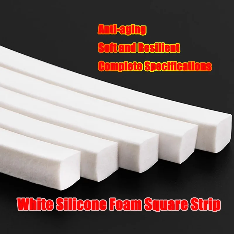 White Silicone Foam Square Strip - High Temp Resistant Soft Sponge Seal for Anti-Freeze/Weatherproof (Custom Sizes)