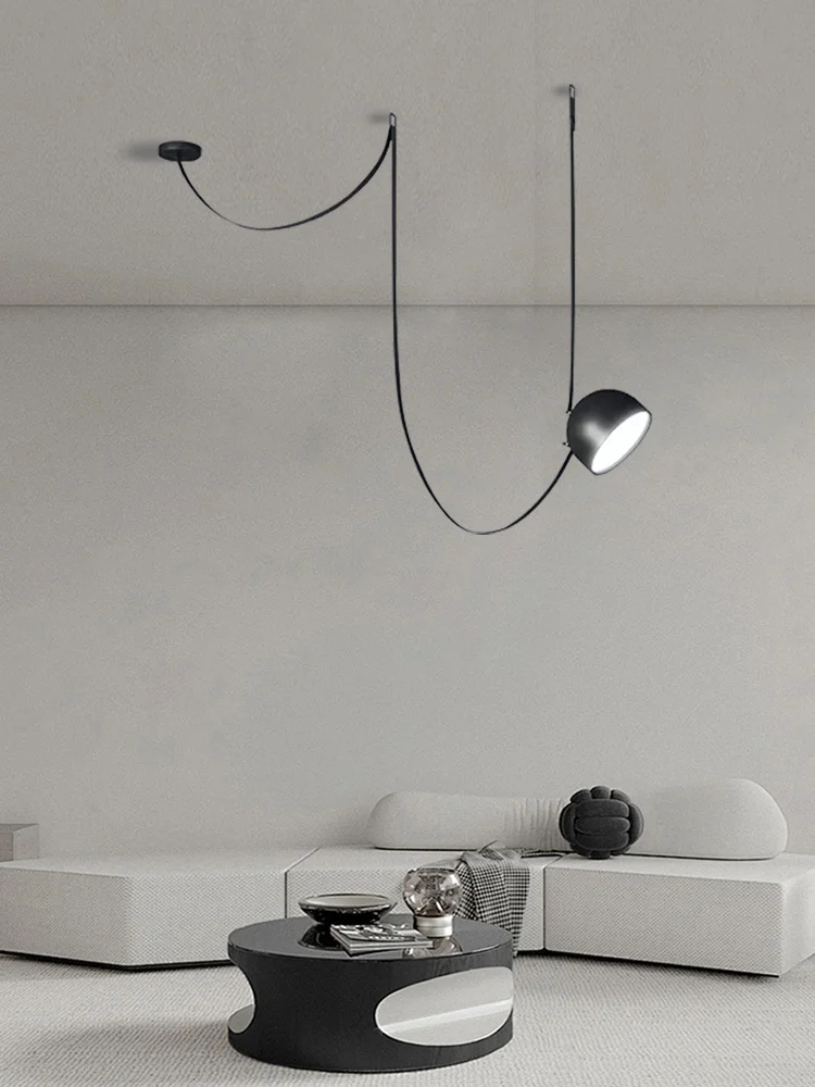 

Nordic Postmodern Minimalist Design Linear Long Belt Black Chandeliers Elegant Home-applicants LED Lightings For Living Room