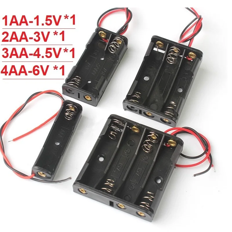 مجموعة واحدة 1 + 2 + 3 + 4 AA بطارية بلاستيكية صندوق تخزين البطارية قوس البطارية صناديق بطارية AA مع يؤدي