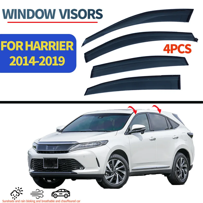 

For Toyota Harrier Venza (XU60) 2014 2015 2016 2017-2019 PC With Chrome Door Window Visor Rain Guard Weather Vent Deflector