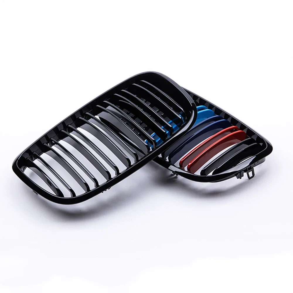 Front Kidney Grill Glossy Black M Carbon Look Racing Double Line Grille For BMW E70 E71 X5 X6 2007 2008 2009 2010 2011 2012 2013