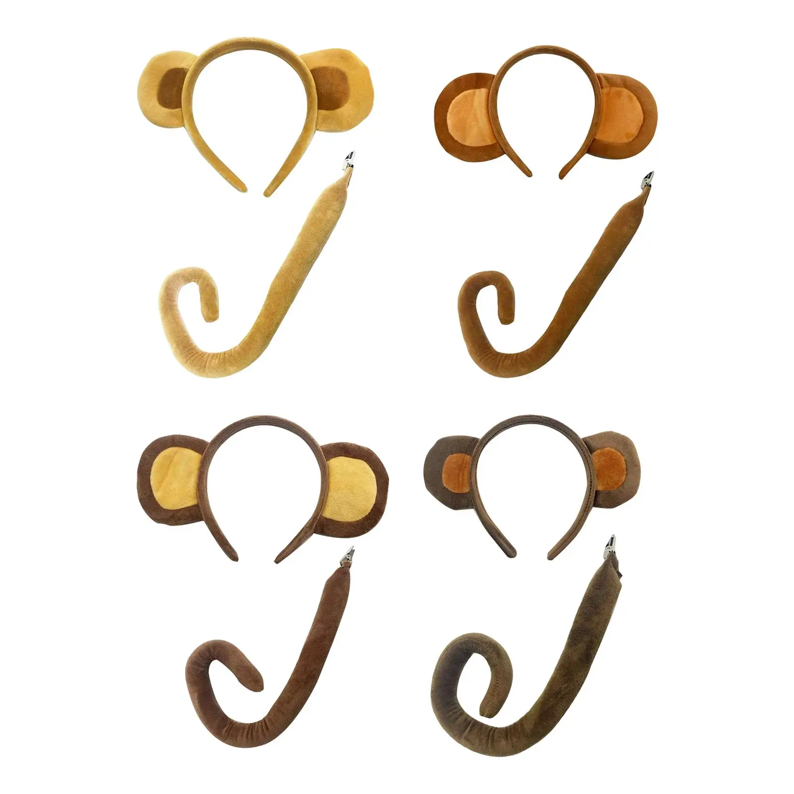 Monkey Ears and Tail Set Cosplay Props for Carnival Birthday