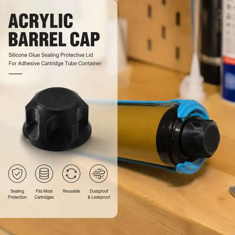 Silicone Glue Acrylic Barrel Cap Sealing Protective Lid For Adhesive Cartridge Tube Container