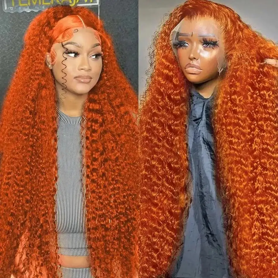 

Orange Ginger Lace Front Wig Curly Wigs Human Hair Deep Wave Frontal Wig 13x4 13x6 HD Lace Front Human Hair Wig For Women