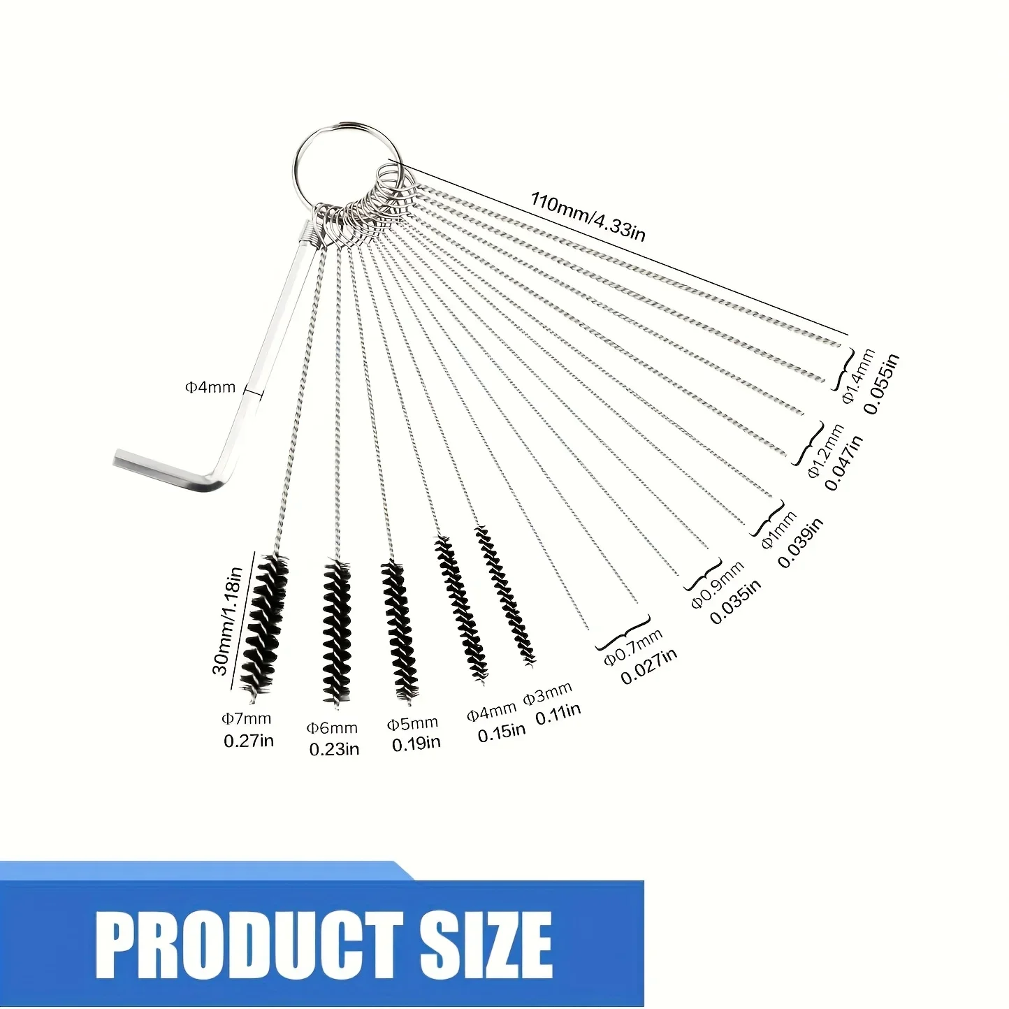 Carburetor Cleaner Kit - Stainless Steel Cleaning Brush for Most Cars, Includes 3 Interchangeable Brushes with Ergonomic Grip