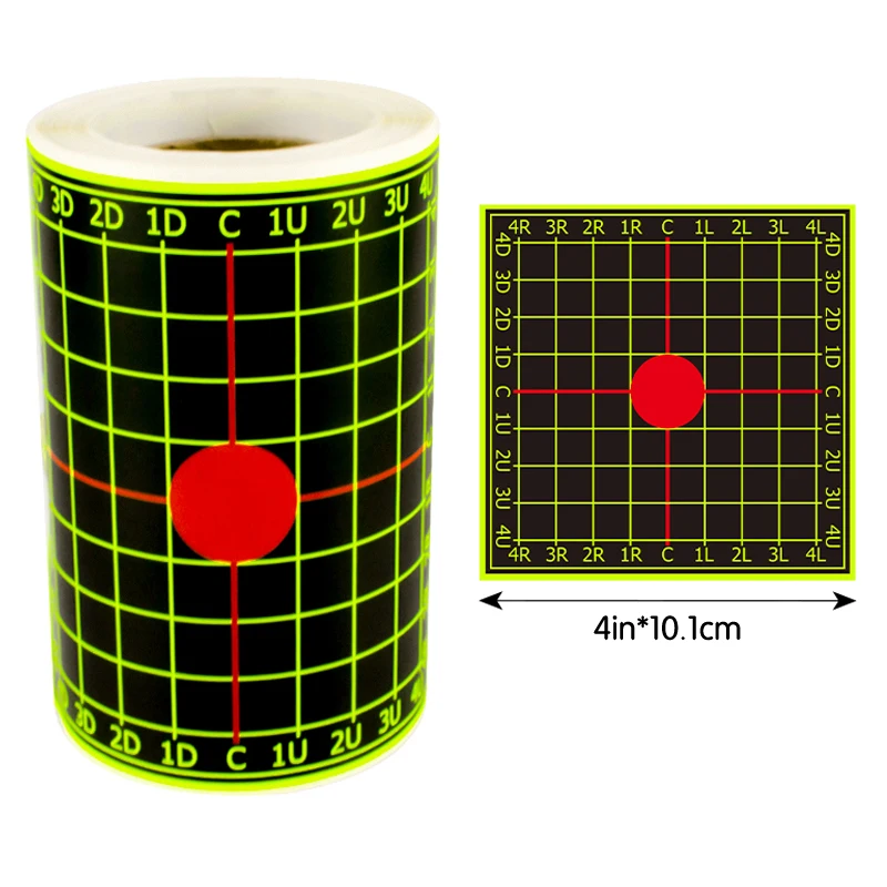 4inch Square Grid Splash Shooting Practice Fluorescent Target Stickers 100Pcs Shooting Target Training Supplies Stickers Fluorescent Color Laminated Labels (Can Be Used for Real Gun Practice and Airgun Practice) Shooting Range Targets Home Shooting Practice Targets