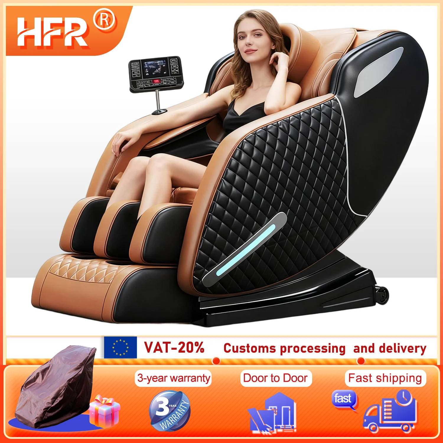

2025 Massage Chair Full Body Zero Gravity Recliner with 8 Fixed Massage Rollers Heating Bluetooth Speaker Airbags for Home Offic