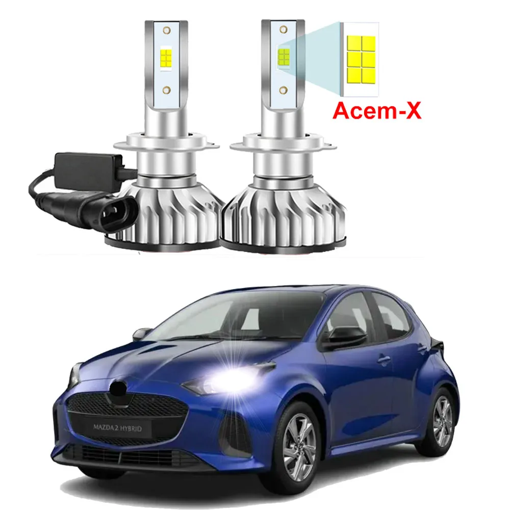 2Pcs Car LED Headlight Bulbs For Mazda 2 Hybrid 2021-2024(only fit halogen and hybrid model) HIR2 9012 High Low Beam Canbus