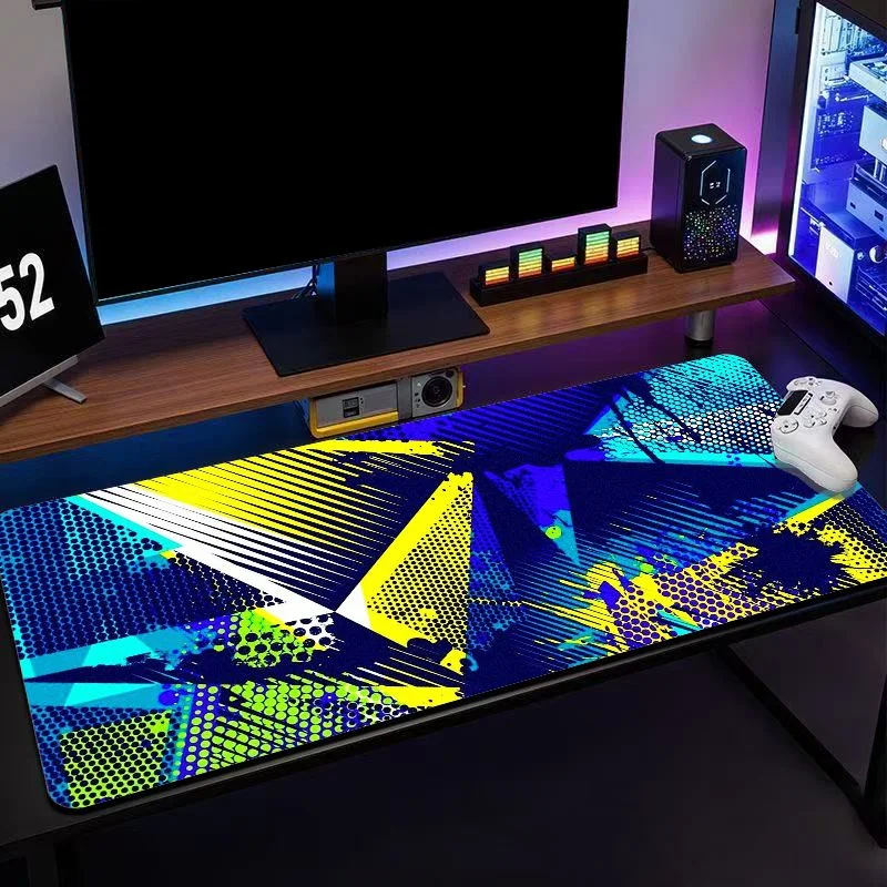 VIKAMA Color Blocking Graffiti Extended Gaming Mouse Pad Anti Slip Waterproof Keyboard Desk Mat E Sports Gaming Pad
