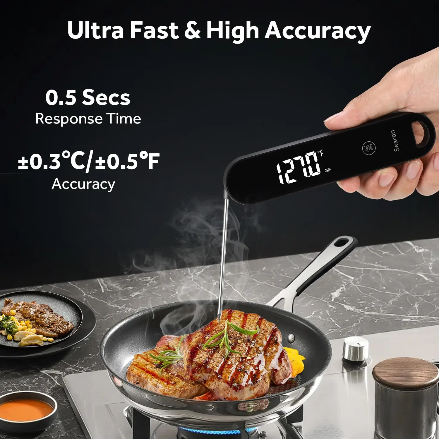 Best Large Instant Read Meat Thermometer for Outdoor Cooking BBQ Kitchen Waterproof Ultra Fast Digital Food Water Milk Oven