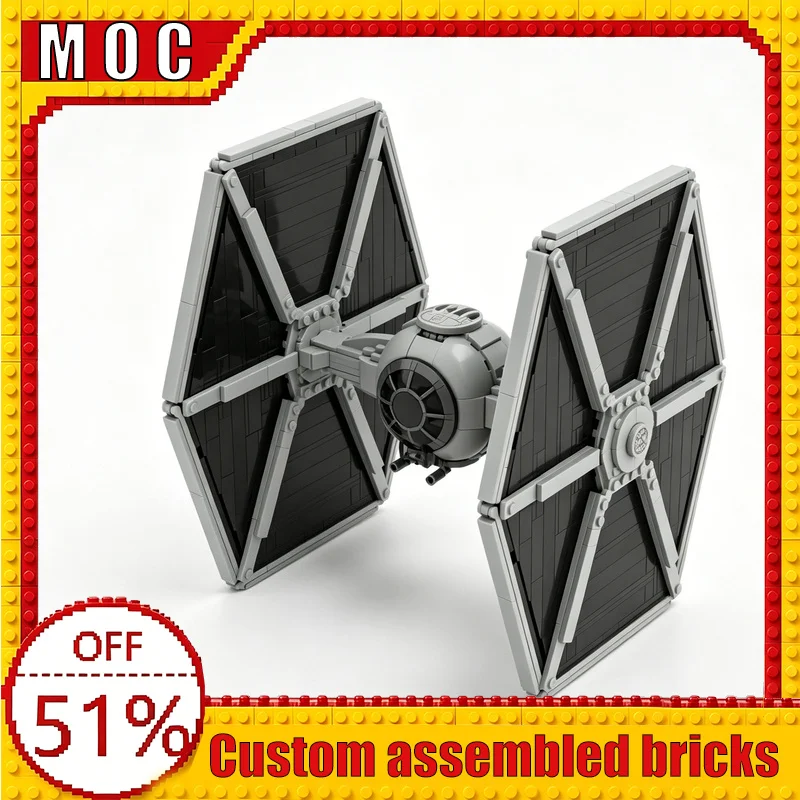 NEW 827PCS Modify TIE/LN Sci Fi Warplane Starfighter MOC Model Building Blocks DIY Assembly Educational Learning Birthday Gift